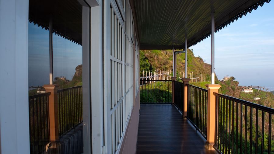 An image of a balcony with a backdrop of the Himalayas - Avianna Windy House Wellness Retreat & Spa