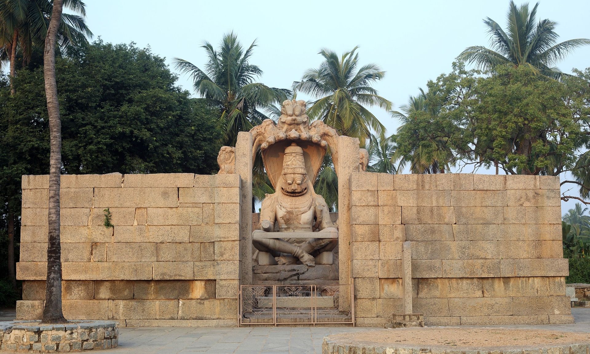 Monolithic Lakshmi Narasimha statue in Hampi.