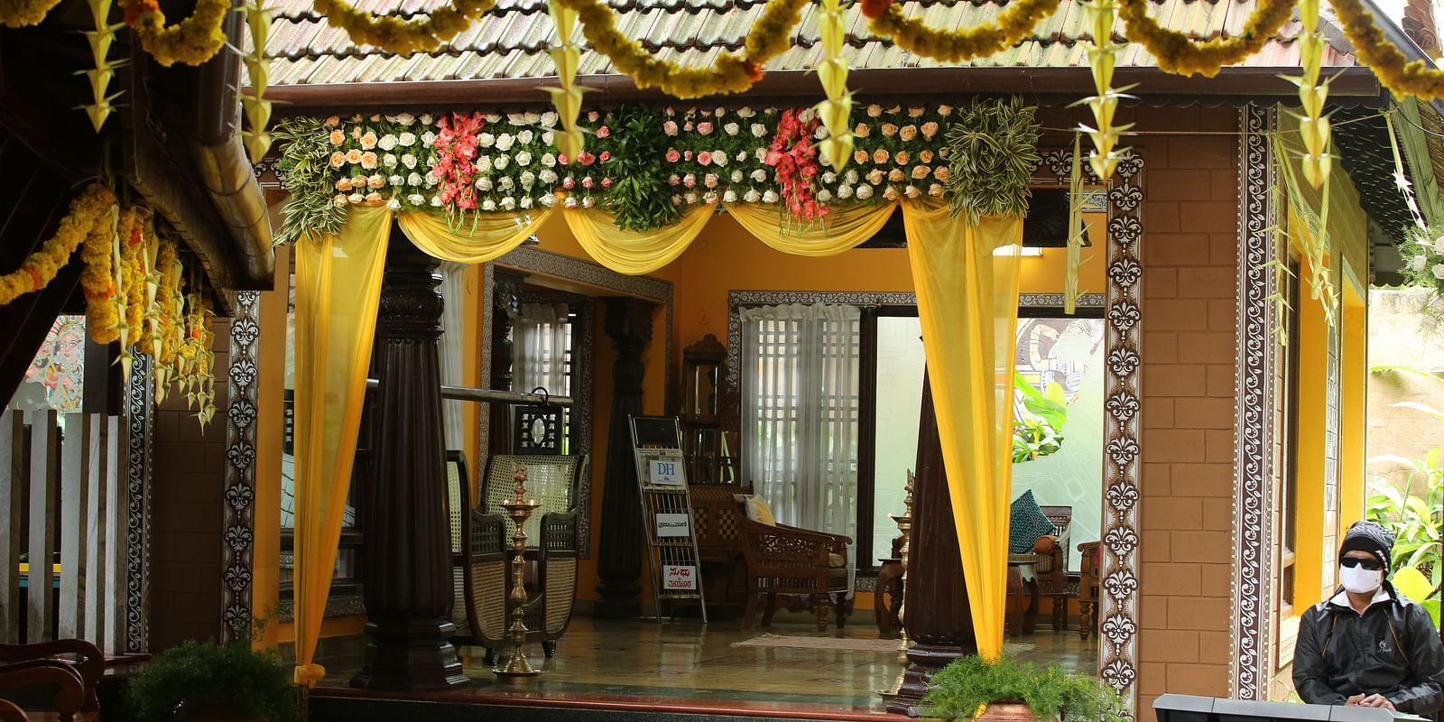 wedding decorations at the Hoysala Village Resort, Hassan