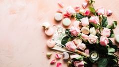 Flowers, heart-shaped chocolates and macarons