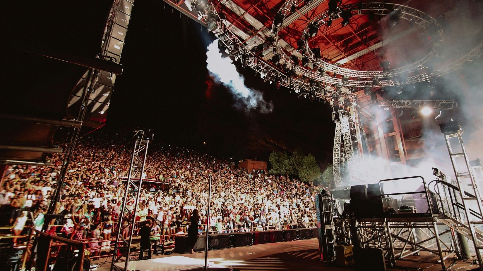 Rock music concert with an energetic crowd.