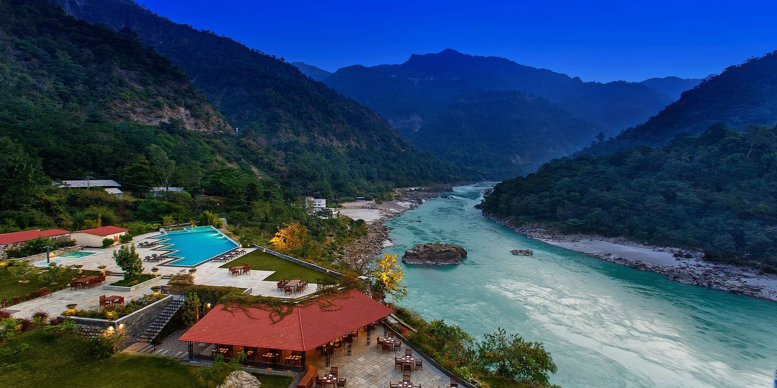 View of Patio from Main Wing - Aloha On The Ganges, Rishikesh