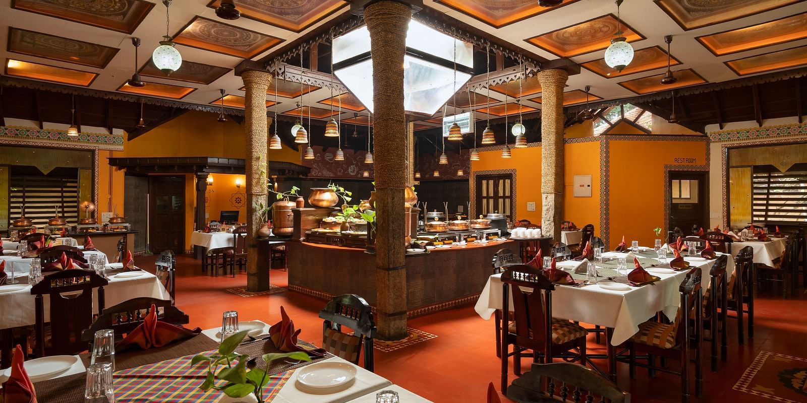 inside view of the kokam bar and restaurant at hoysala vilage resort, hassan.