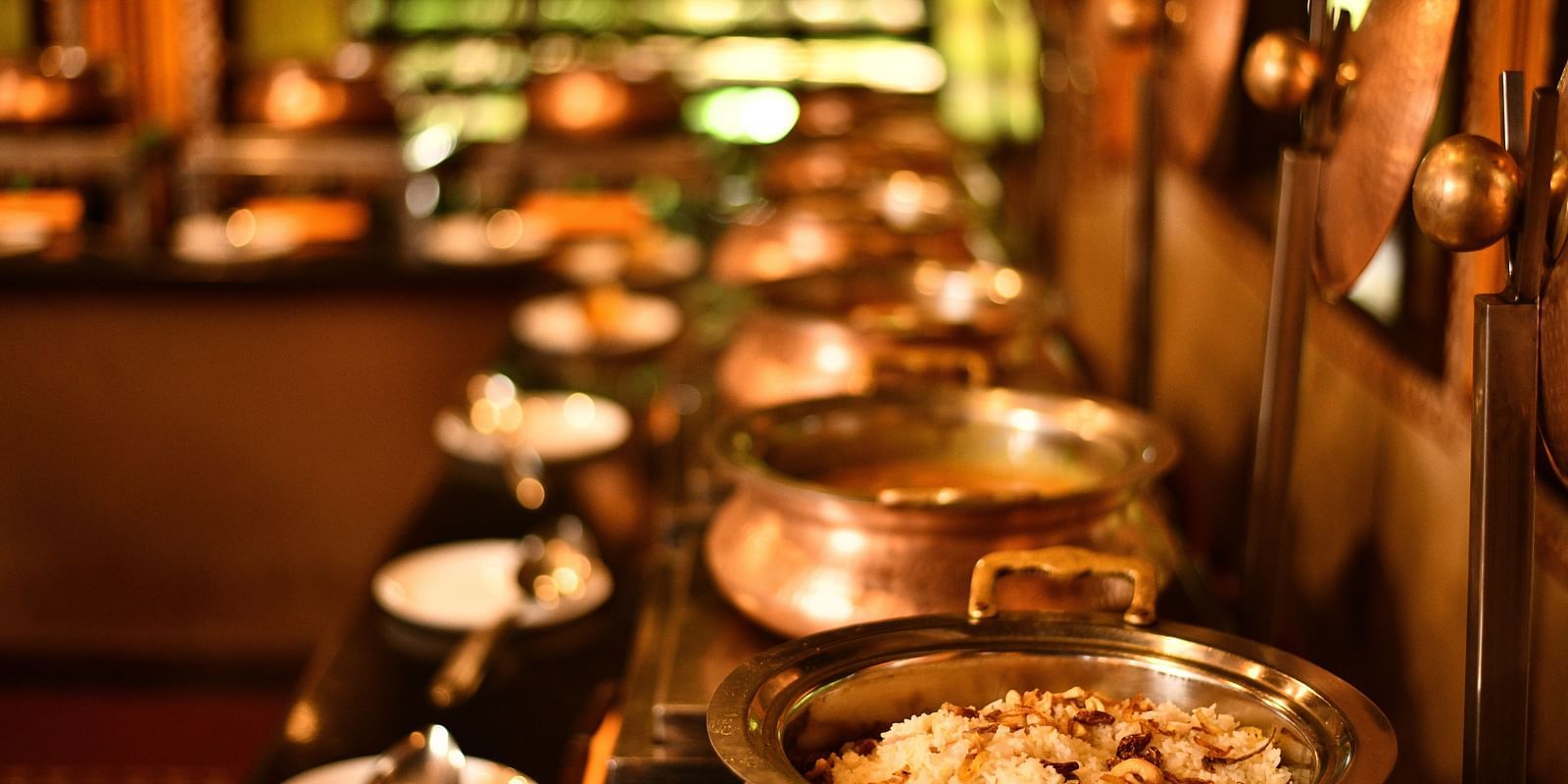 image of the buffet at kokam bar and restaurant at hoysala vilage resort, hassan