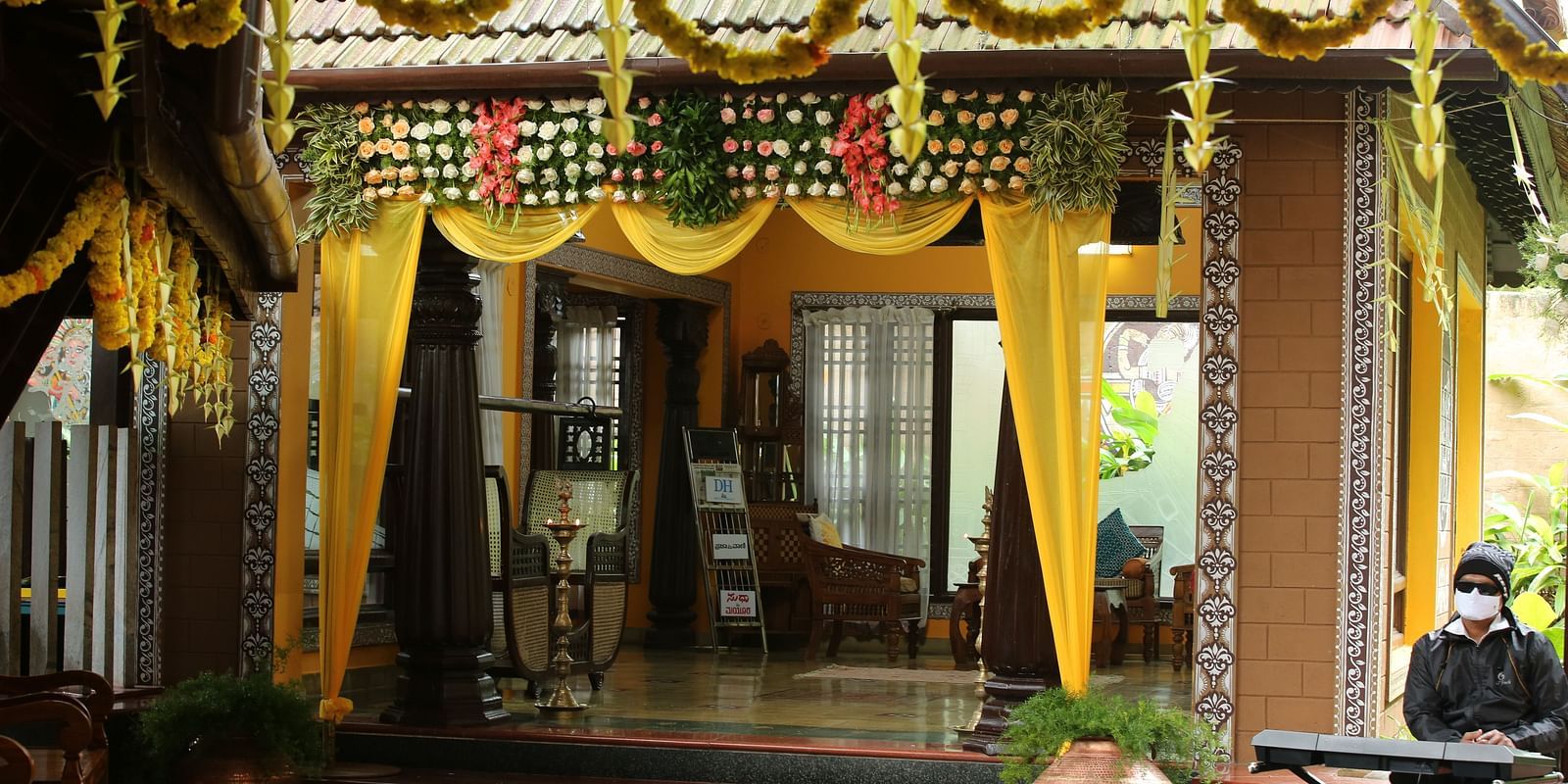 wedding decorations at the Hoysala Village Resort, Hassan