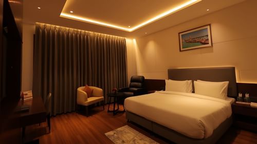view of king size bed of Superior Room at Pride Elite, Haridwar