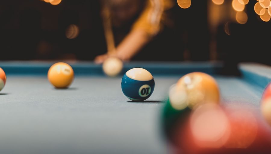 pool ball placed on a billiard table