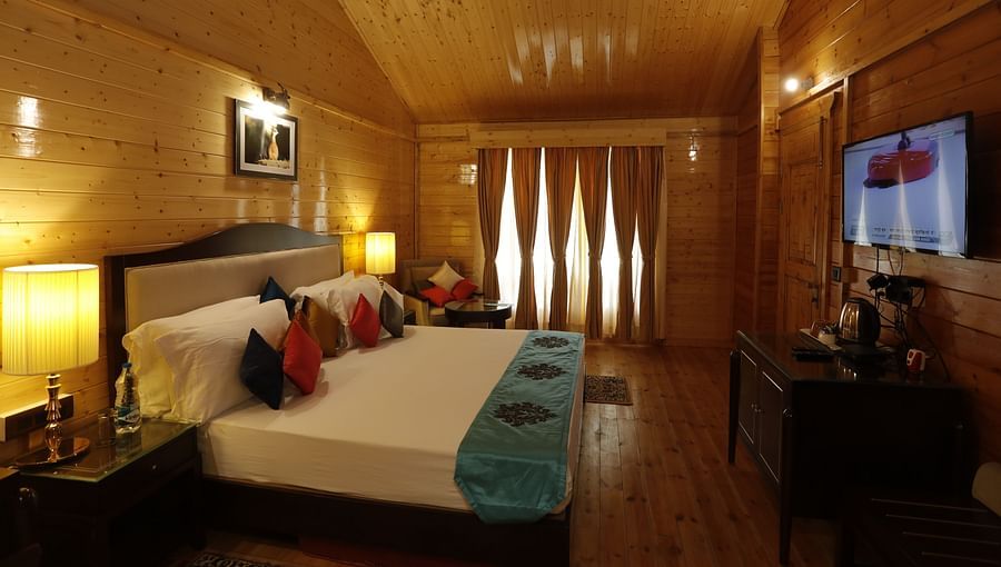  king size bed in luxury rooms at Digantaa resort