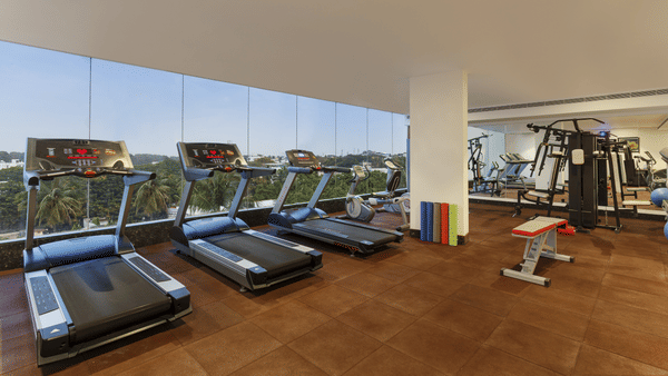 Modern fitness centre at La Marvella luxury hotel Bengaluru