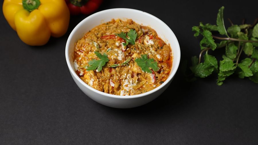 An image of another Indian dish garnished with coriander and served in a bowl at Five Elements Hotel, Jodhpur