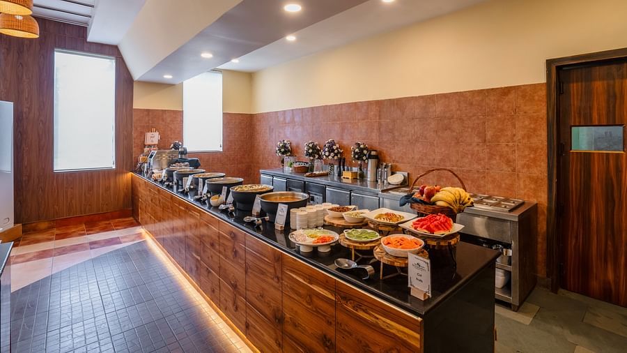 Spacious and well-equipped dining area at Shri Radha Brij Vasundhara Resort & Spa, Mathura