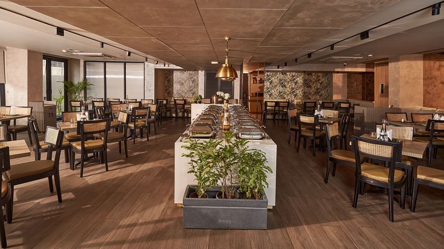 interior of Mishri, the restaurant at Triptam Hotel, Vrindavan