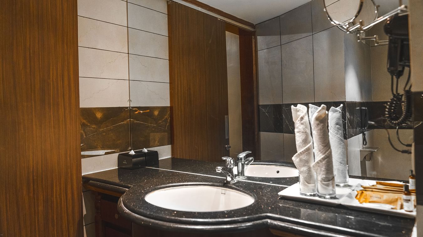 Washroom of the Super deluxe room at The Garden Ananta Elite