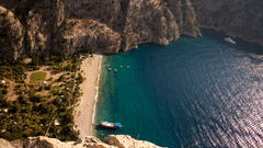 Aerial view of beach with clear waters