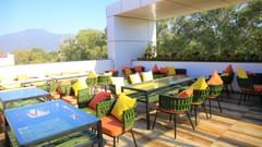 Comfotable chairs at roof top restaurant