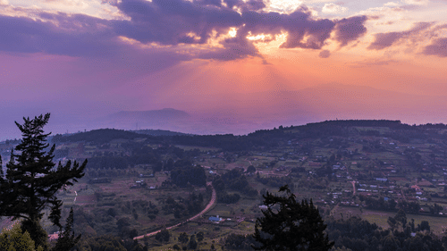 An early morning shot of sunrise from the view point.