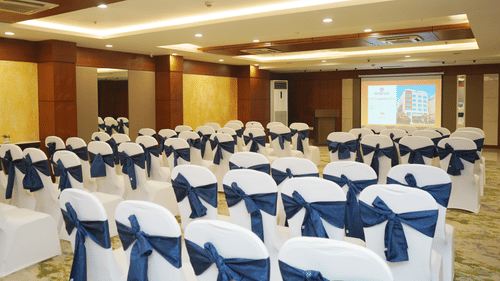 Classroom-style seating in a conference room at Nemesia, ideal for training sessions and workshops.