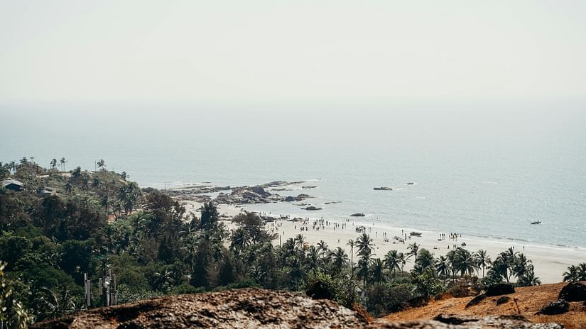 Aerial view of a beach on a cloudy day