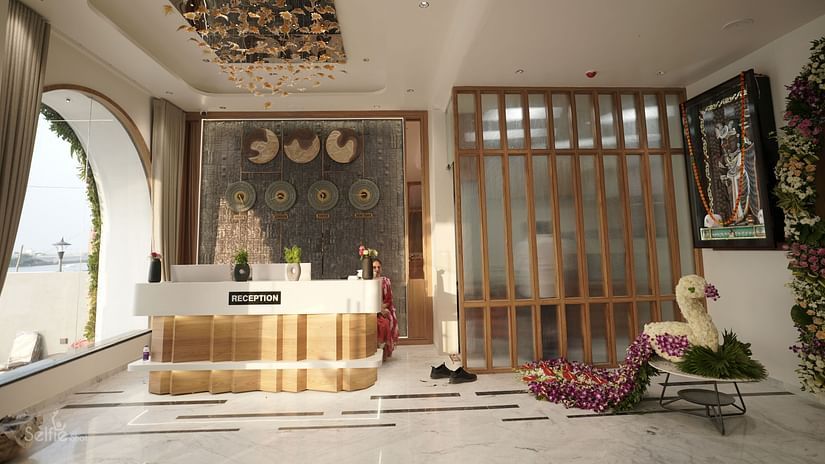 Reception area of Pride Comfort, Dwarka