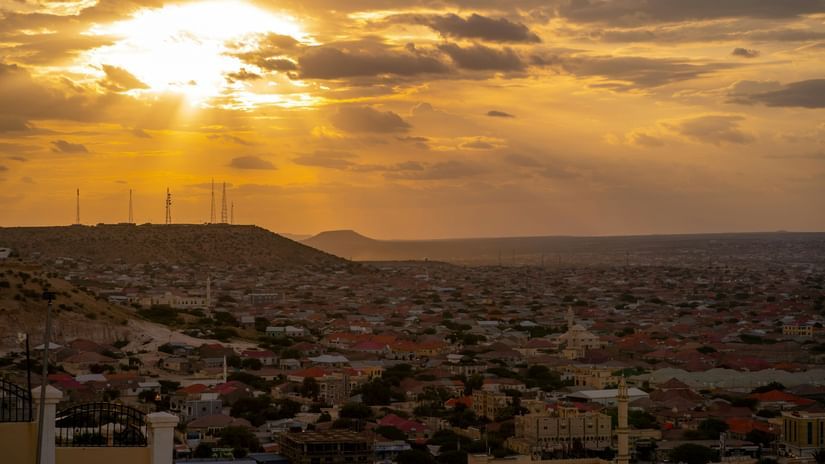 A beautiful sunset view from a high vantage point, capturing the serenity of the landscape