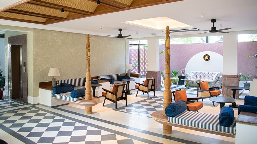 Side view of The Sierra's serene lobby