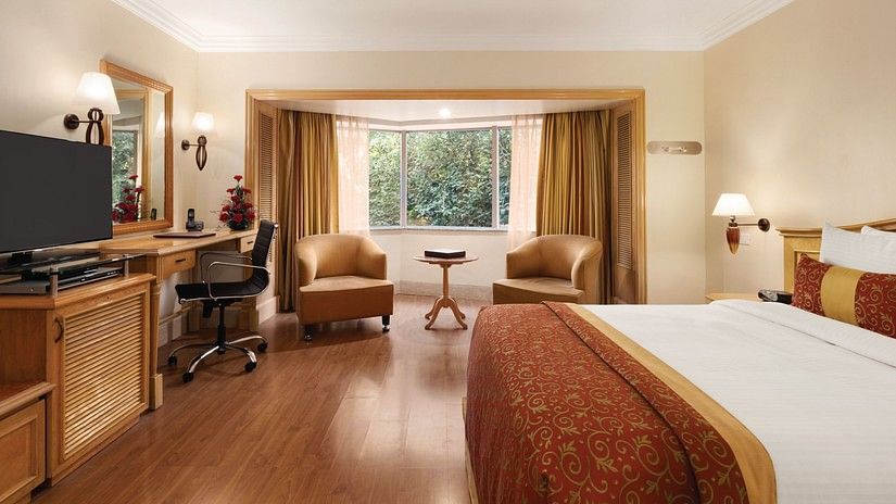 interior of one of the rooms at at Ramada Plaza Palm Grove