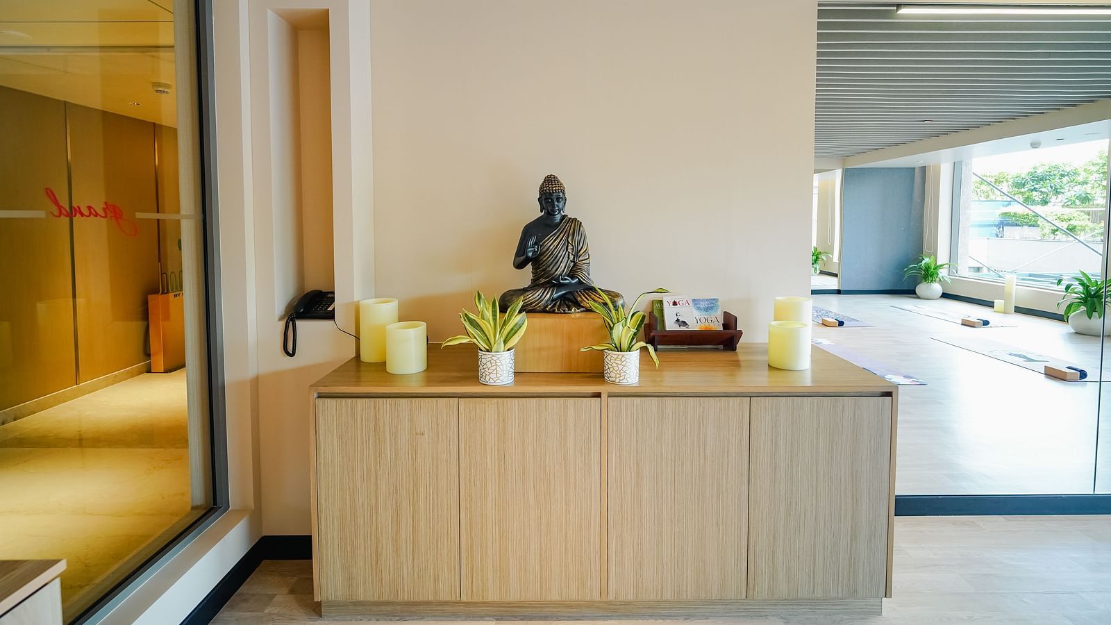 The reception desk near the entrance of our Yoga Studio in Madurai - Grand Madurai by GRT Hotels