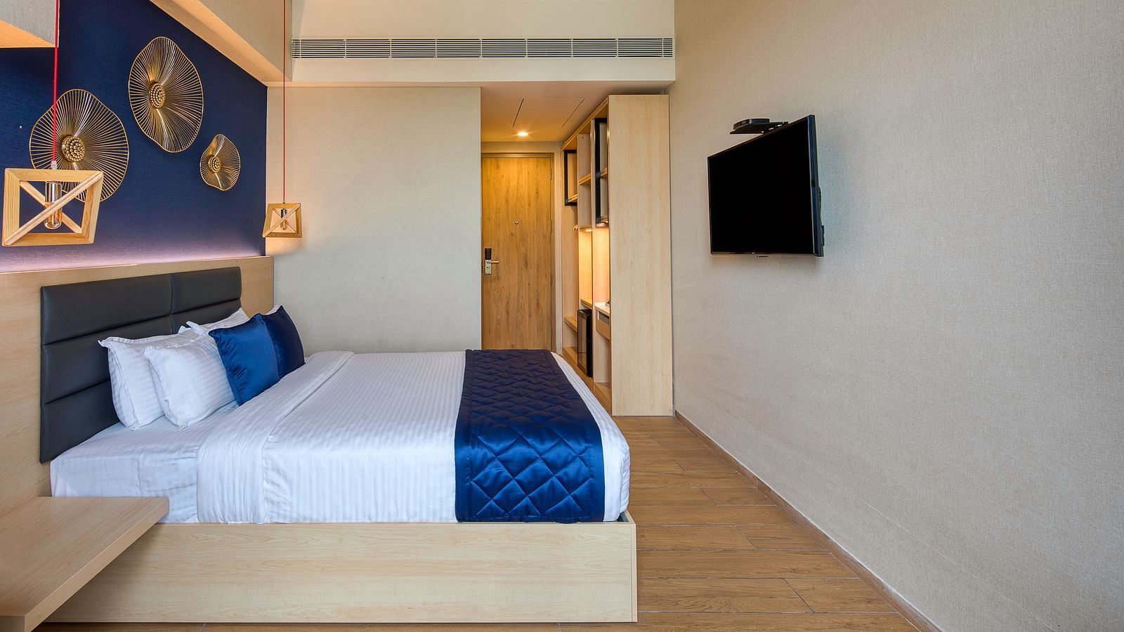 Another view of the double bed at the Premium Room at Le Foliage by TGI, Bangalore