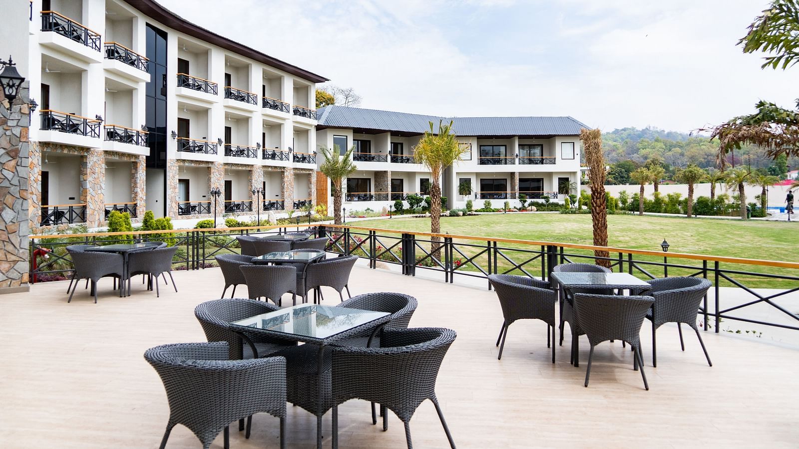 A outdoor seating arrangement of our restaurant- Shervani Pebbles & Pines, Corbett