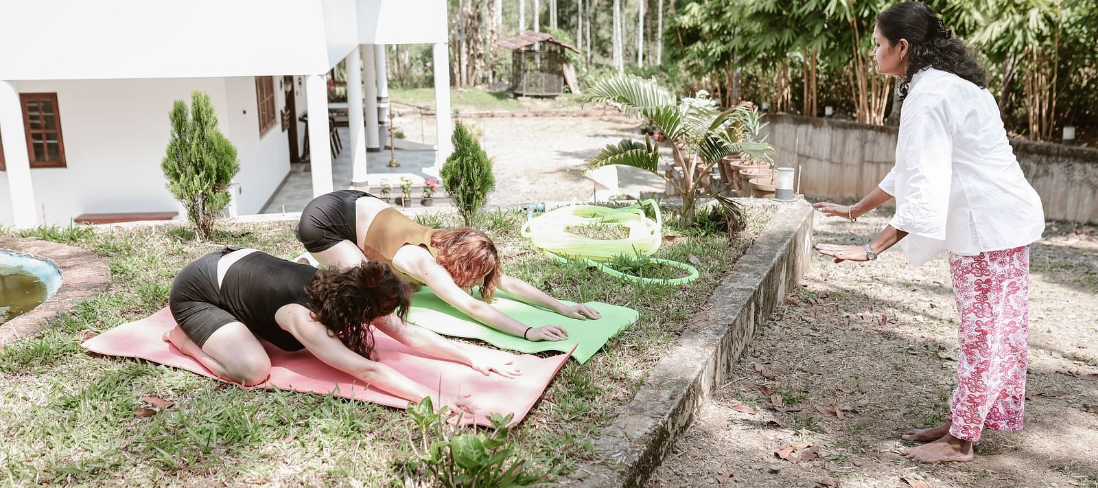 Another angle of the yoga instructor training guests at Ananda Holiday Home, Wayanad