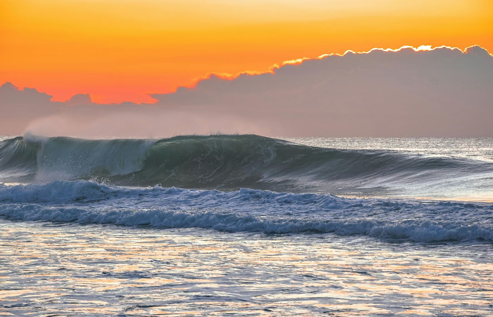 A sunset over the beach.