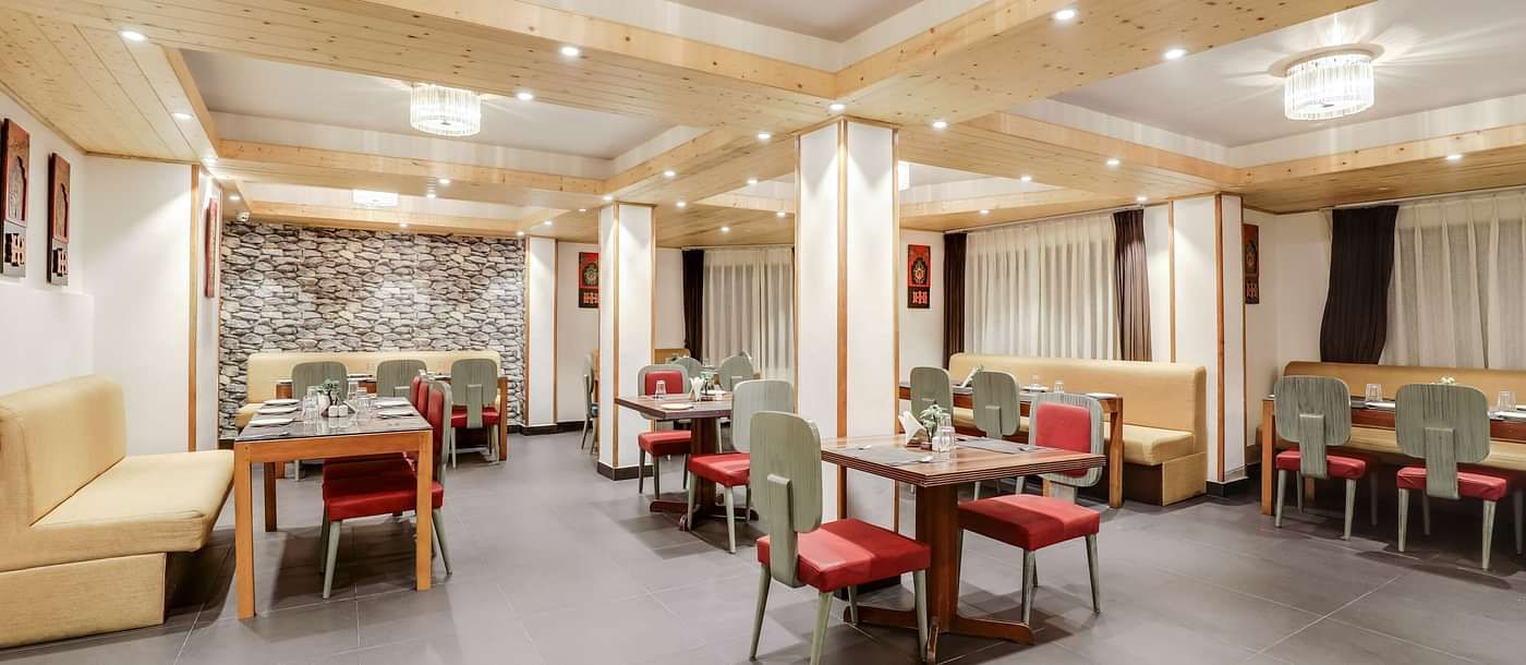 tables at our restaurant in darjeeling