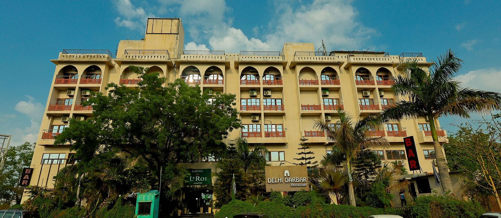 Facade view of Le ROI Udaipur Hotel