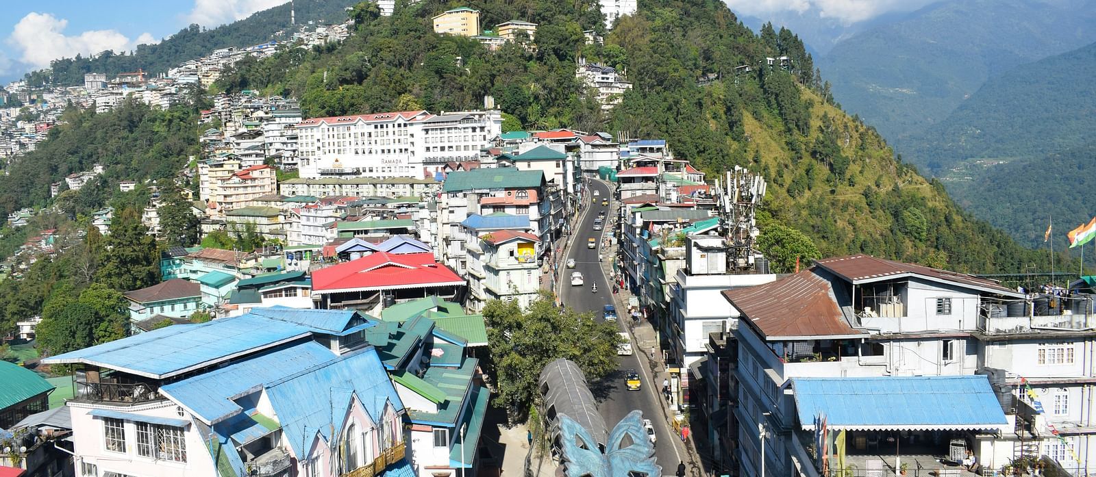 image of namchi streets from a top angle