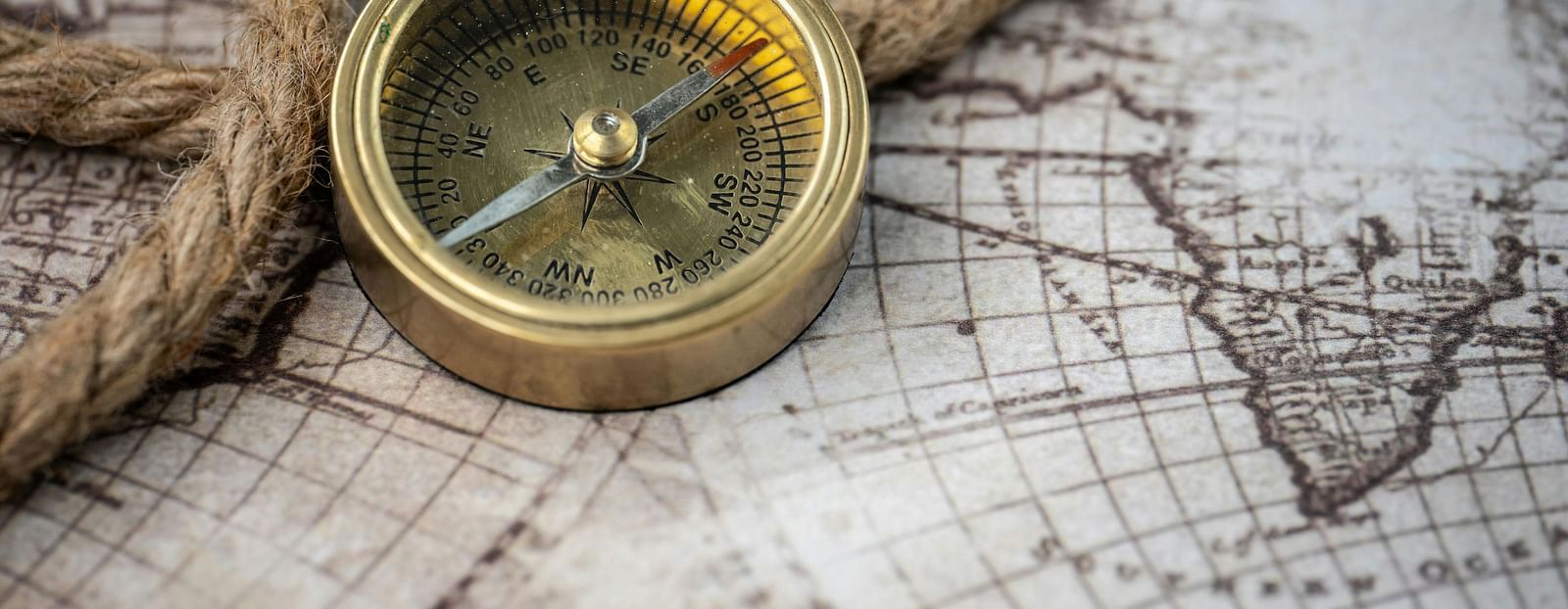 Compass on a map.