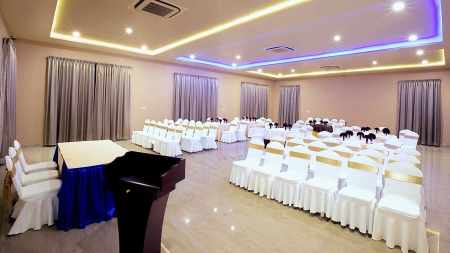 indoor banquet hall at rk gardenia, surya city