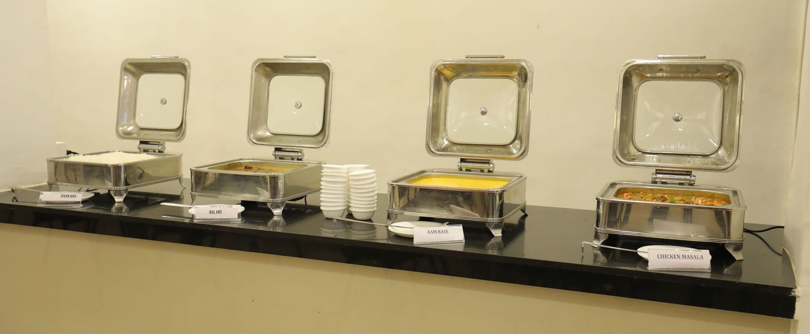 A section of the Darbar Restaurant featuring a buffet section, at Highland Resort.