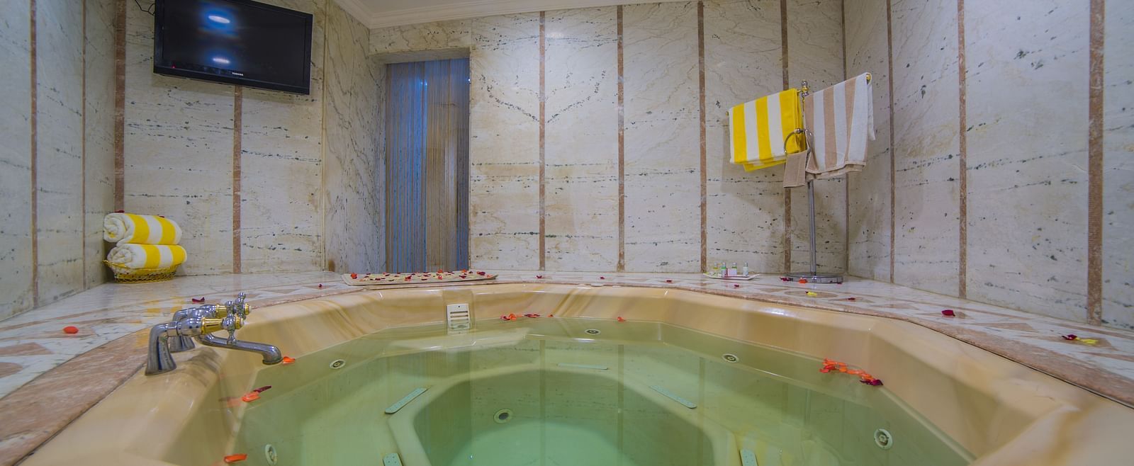 Jacuzzi area of the health club and spa at Sitara Luxury Hotel in Hyderabad near Ramoji Film City.