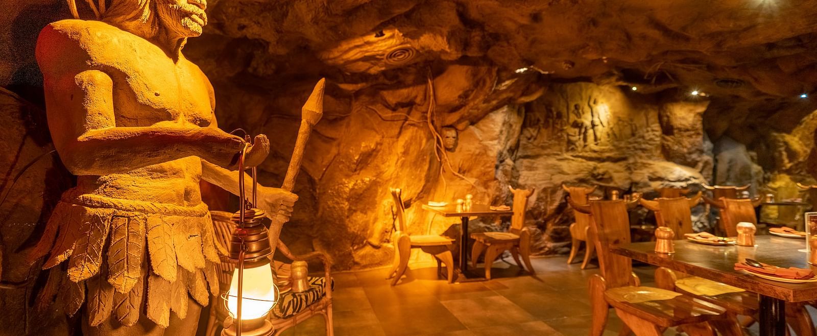 An image of the cave themed Gufha Restauranti in The President Hotel, Hubli