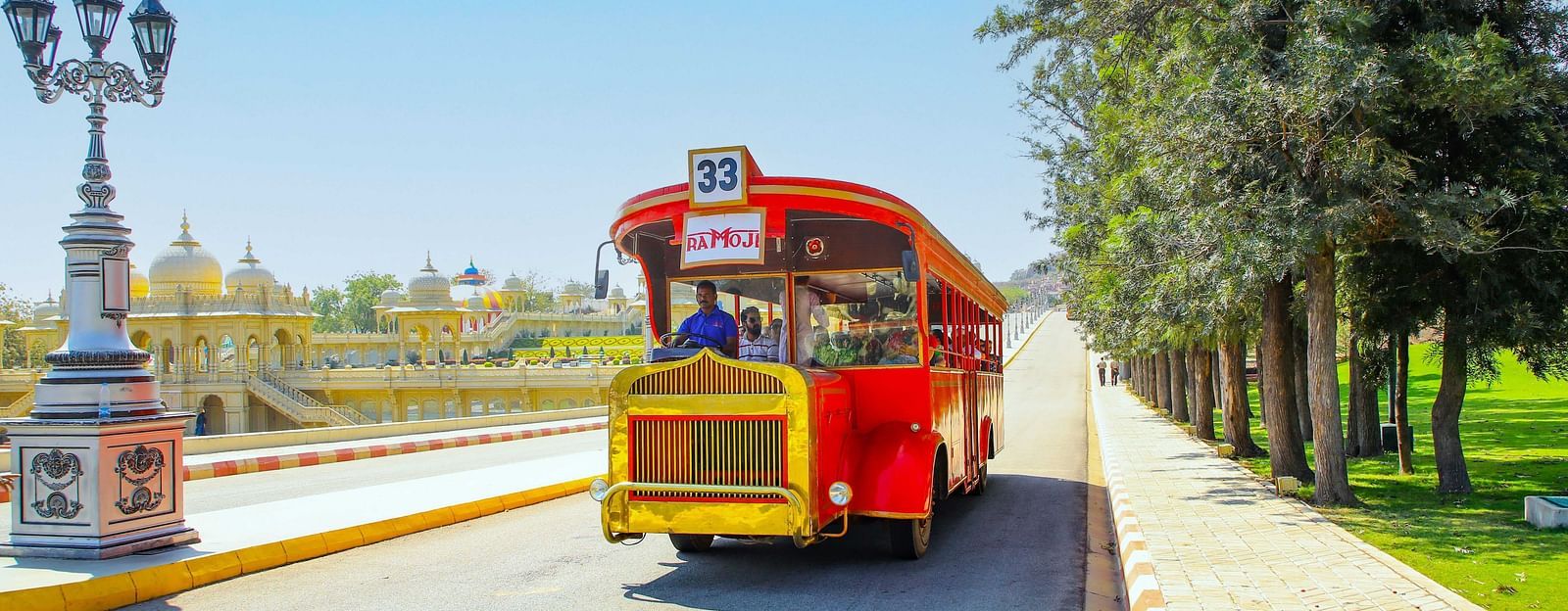 One day trip by red vintage bus - Ramoji Film City