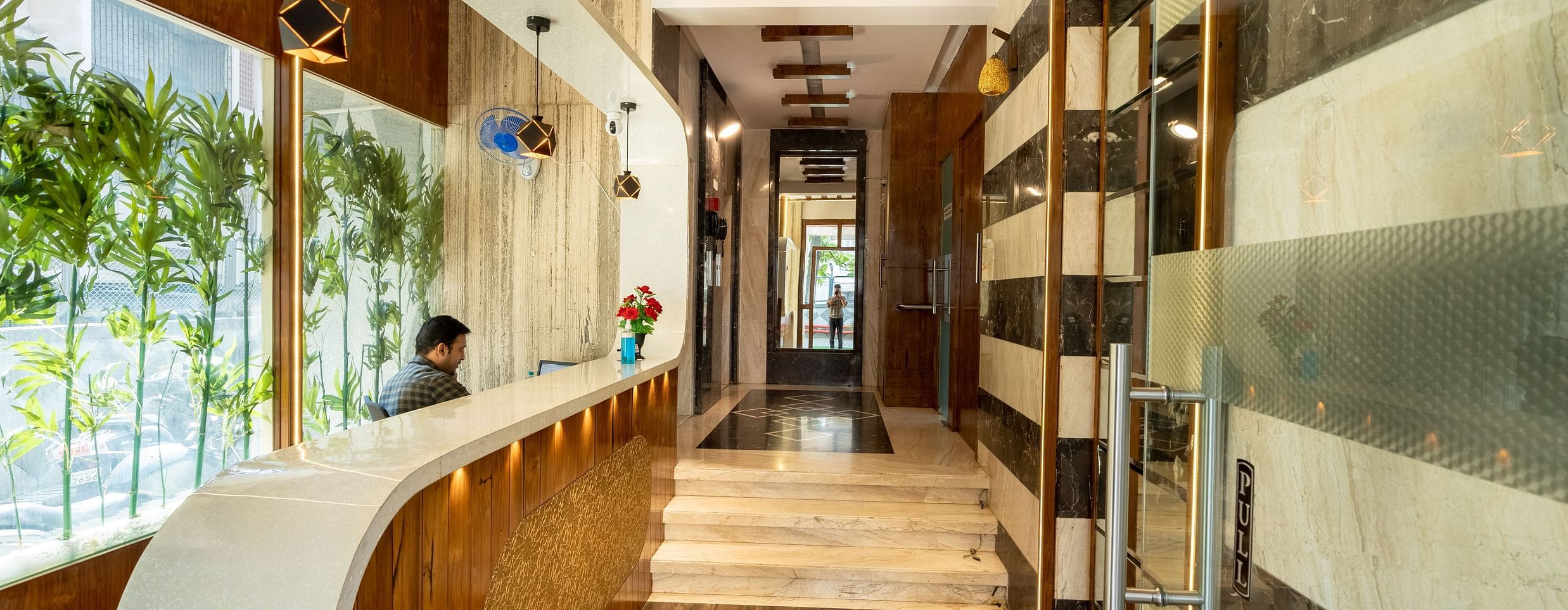 Home2 India - lobby of our service apartments in Santa Cruz