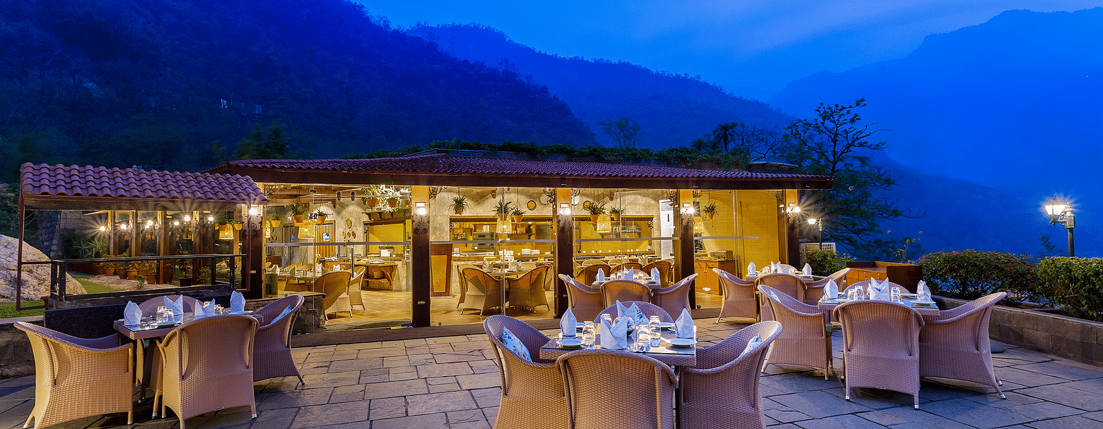 image of Patio with tables and chairs in clusters  - Aloha on the Ganges, Rishikesh