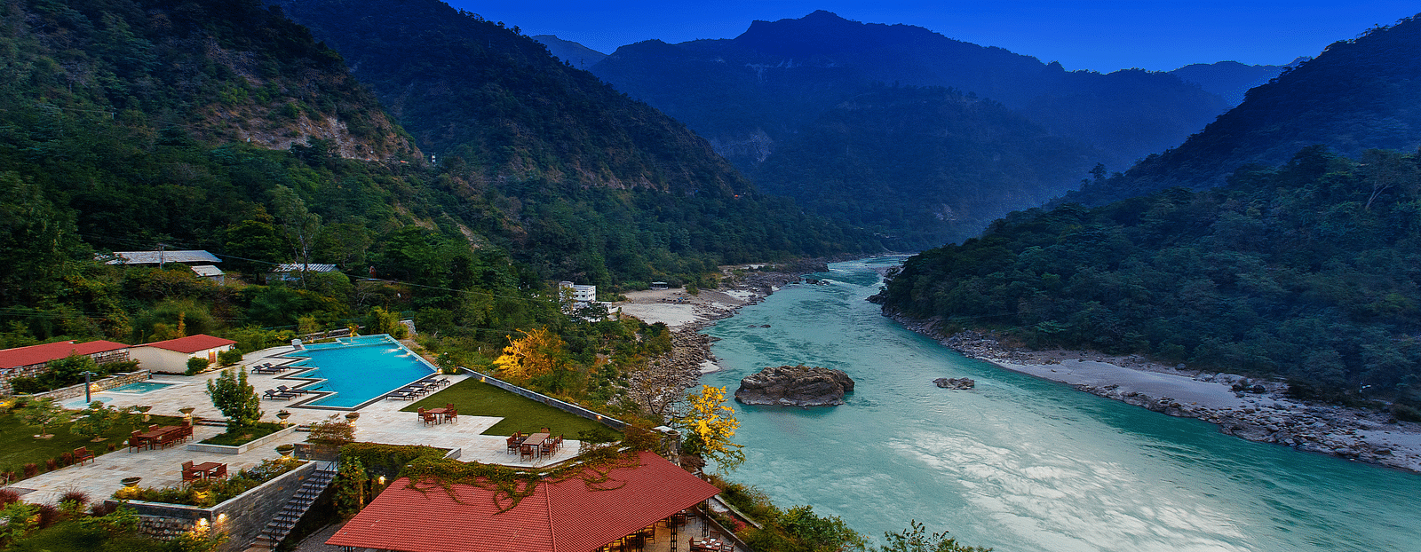 View of Patio from Main Wing - Aloha On The Ganges, Rishikesh