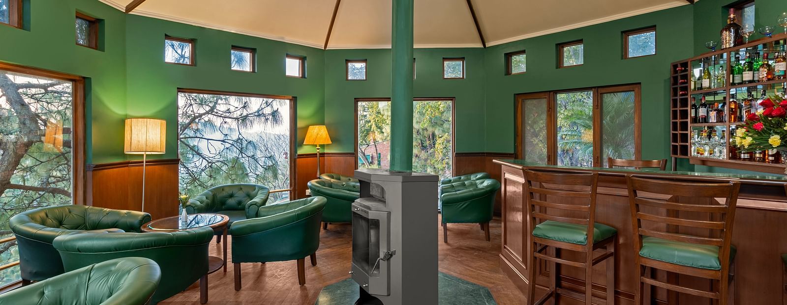 Interior of a restaurant at The Manor Kashipur.