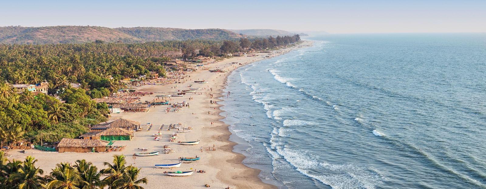 Arambol Beach in Goa Featuring the water crashing the shore and lush greenery of tropical trees
