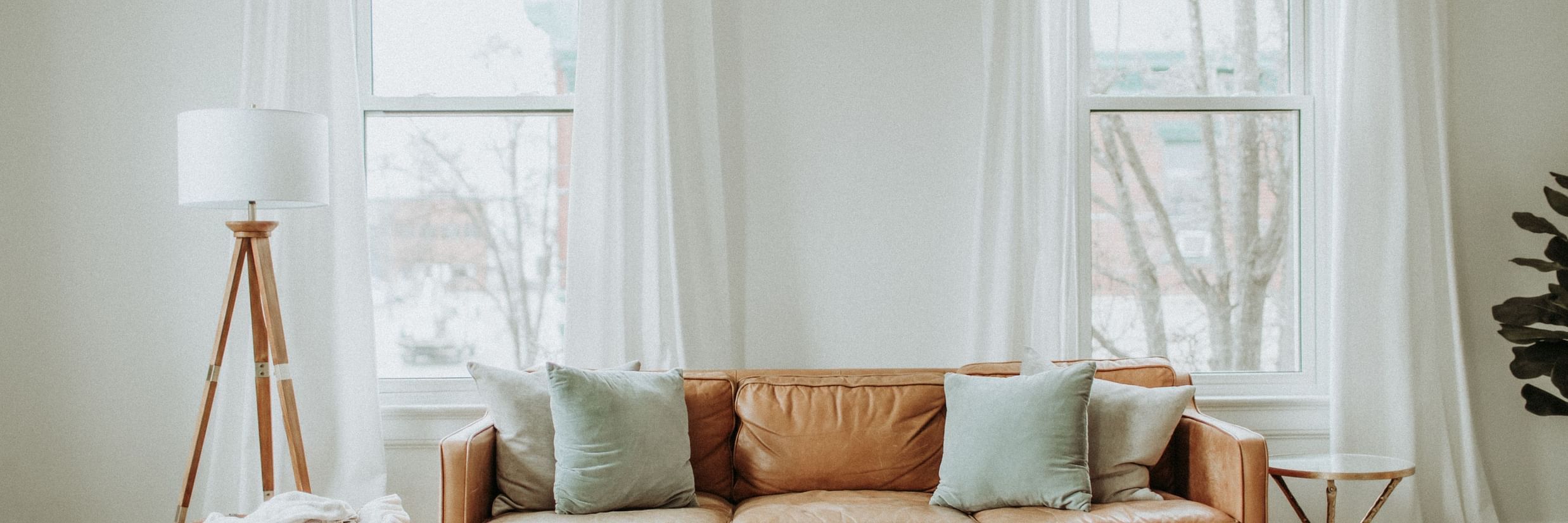 a living room with a sofa