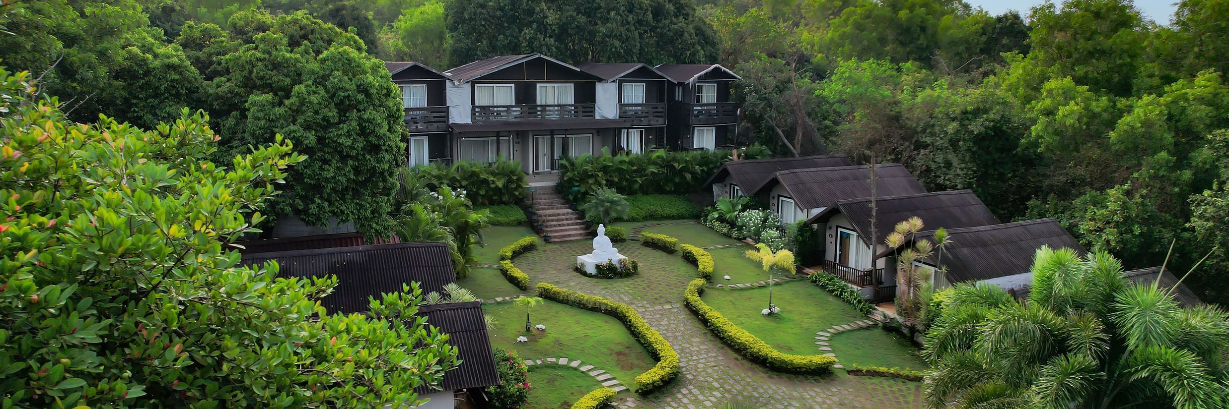 Aerial view of Stone Wood Resort, Mandrem 