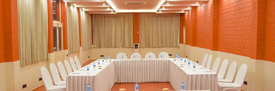 Banquet with a different seating arrangement - Ibex River Resort, Pollachi