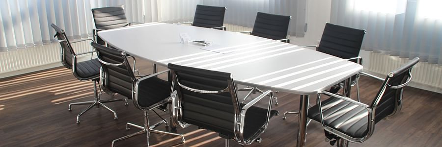 A well-lit conference room