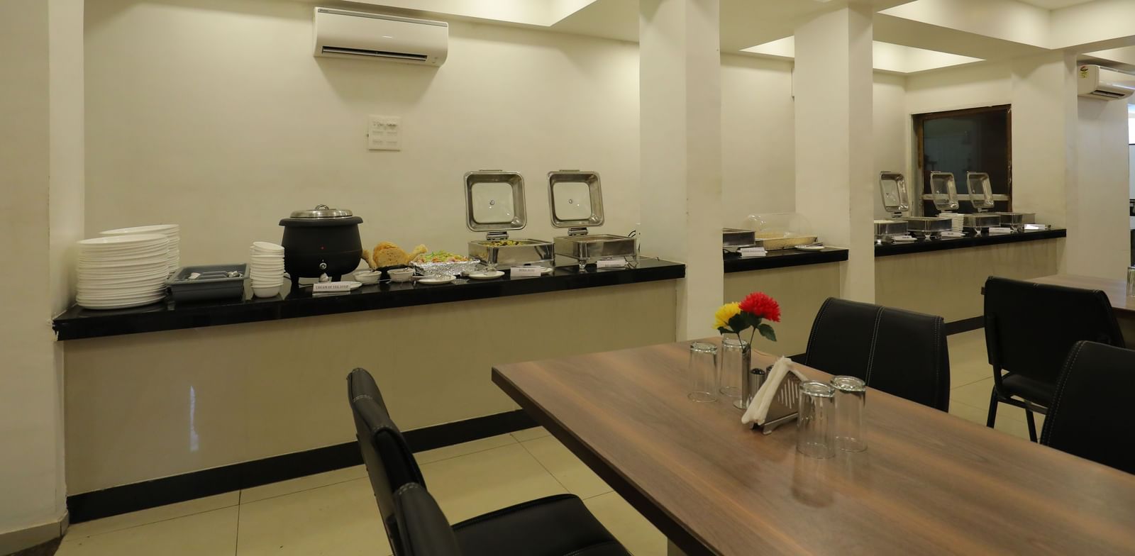 A section of the Darbar Restaurant featuring a buffet section, at Highland Resort.